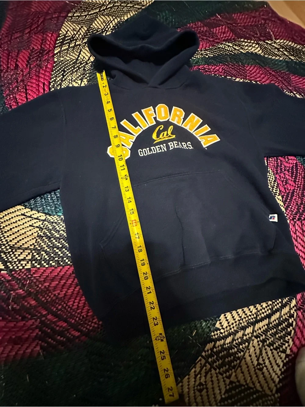 Russell Athletic Navy Pullover Hoodie with Yellow California Graphic